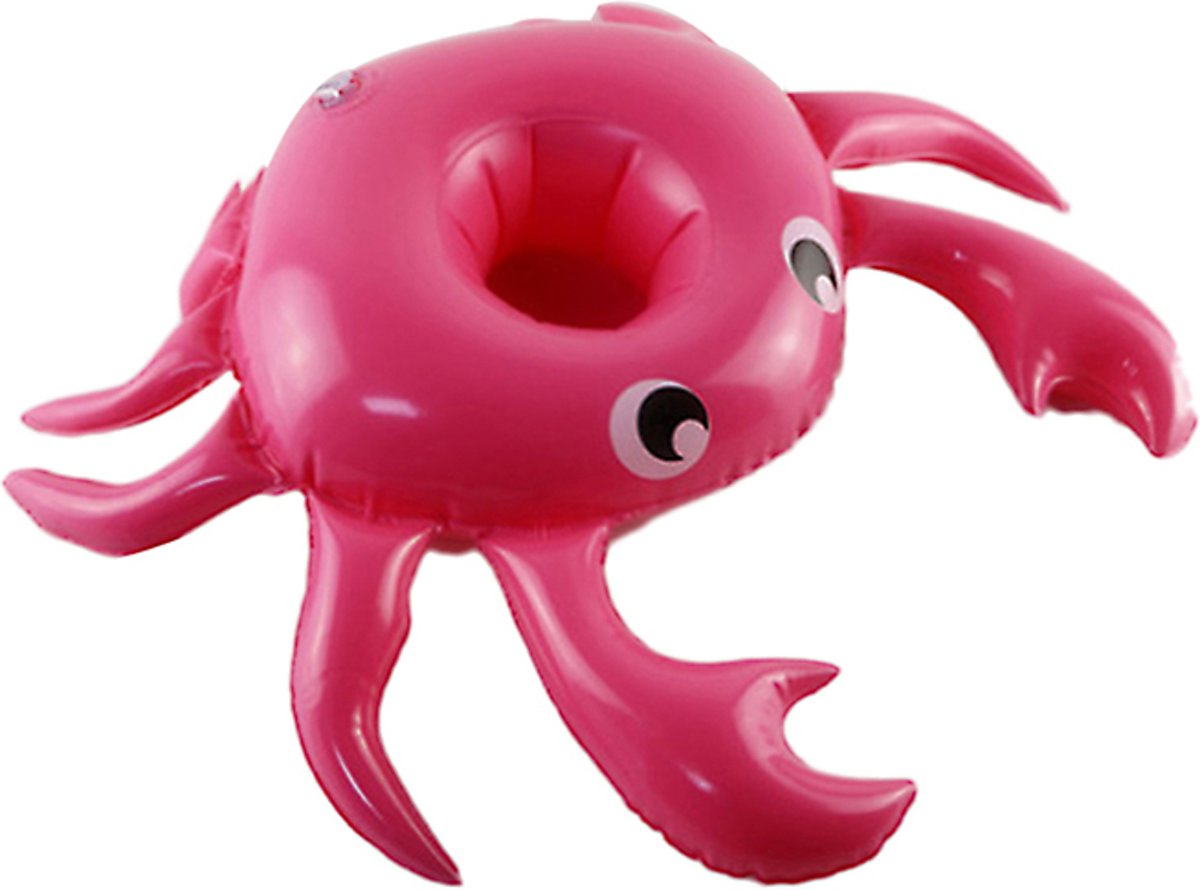 Set van twee opblaasbare bekerhouders Mister Crab | Bekerhouders voor een Strandfeest, Pool Party of in het Zwembad. 2 opblaasbare bekerhouders Krab.